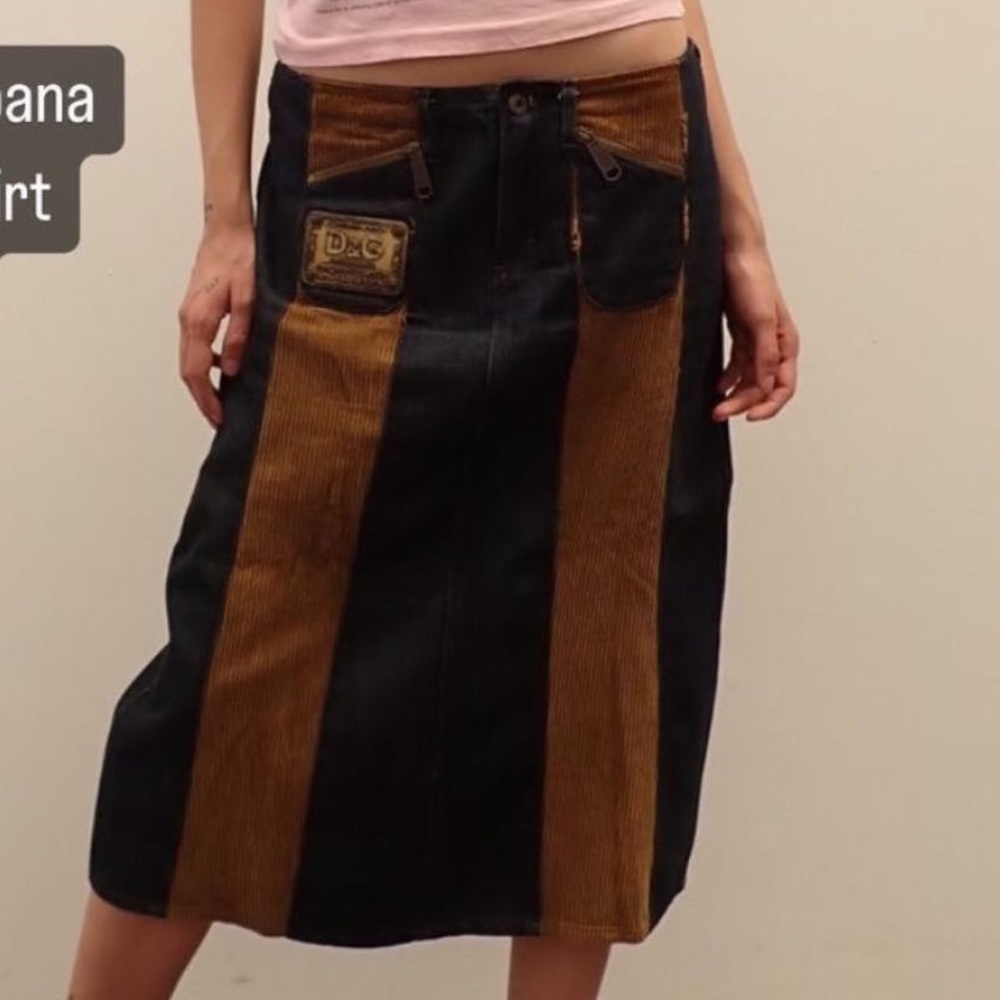 Dolce & Gabbana Denim Cordouroy Low Rise Skirt